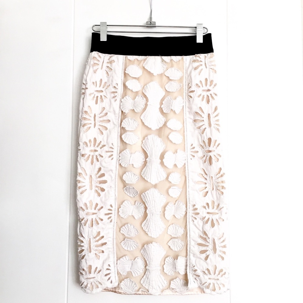 BOUTIQUE Lace cutout pencil skirt